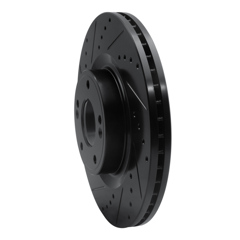 Hyundai Genesis Coupe Brake Rotor (1) - Front Left - R1 Concepts - Drilled & Slotted - Black - `10-`16